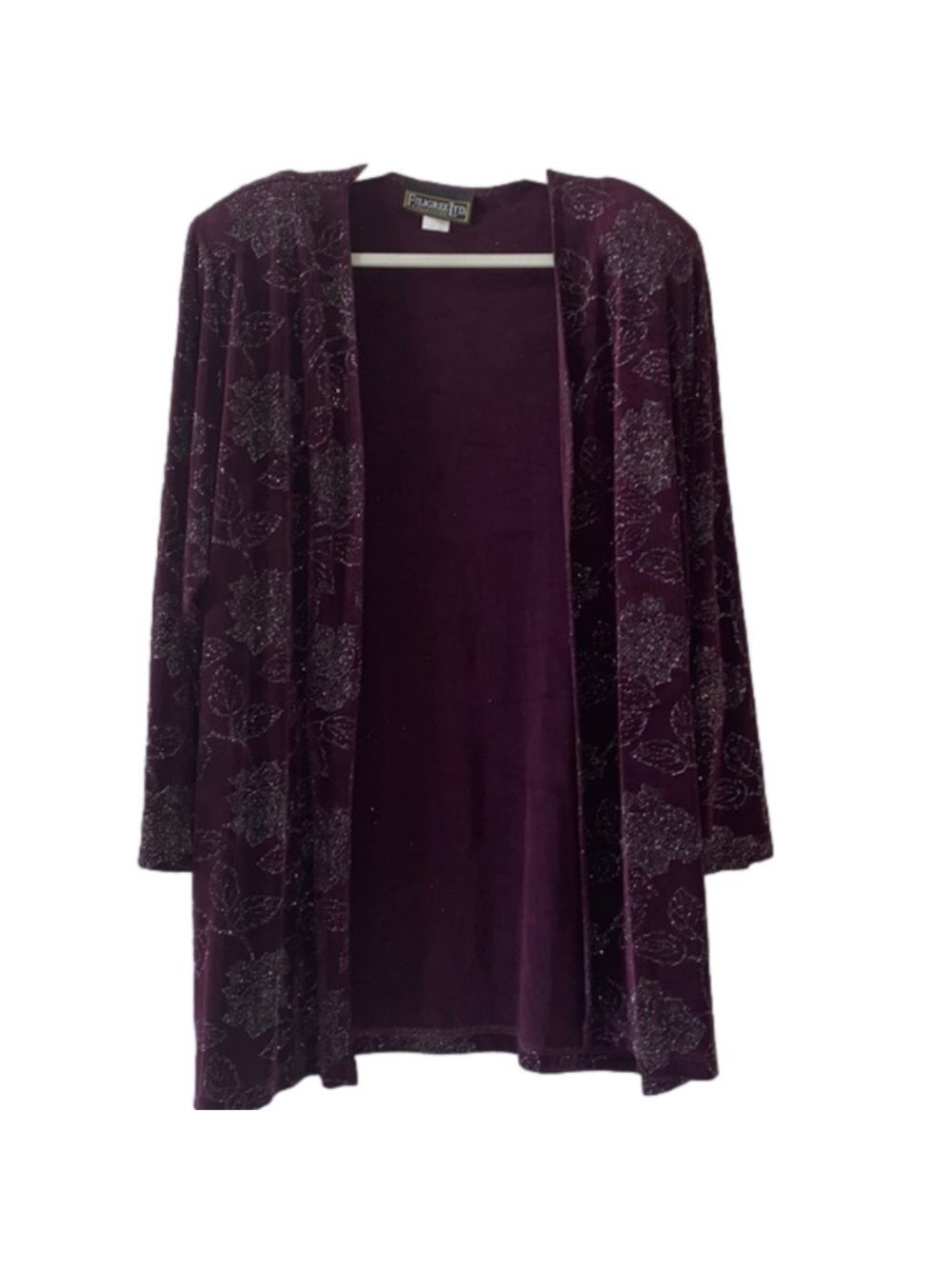Filigree Ltd. Collection Glitter Floral Print Cover Up Jacket